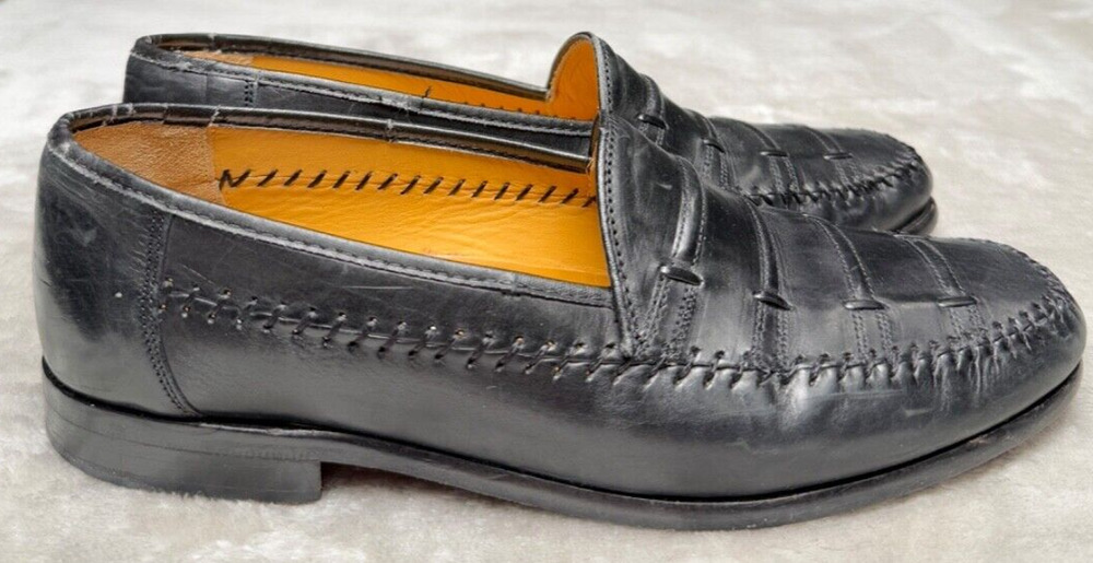 Sandro Moscoloni Lance Black Leather Slip On Loafers Mens US 7.5 Made In Spain